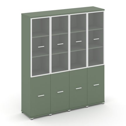 Concept Шкаф 4 узкие секции, 5 ниш CN.STU-542 RPW W Кобо/Металл Белый/Прозрачный 1668*420*1922