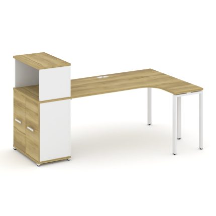 Concept Стол эргономичный с опорным распаш. шкафом с надставкой низ.  CN.SA-214(R) W Дуб Винченцо/Бе