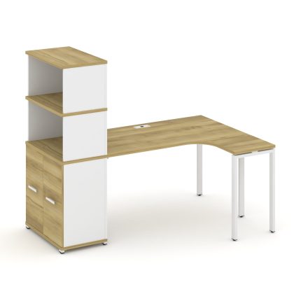 Concept Стол эргономичный с опорным распаш. шкафом с надставкой выс.  CN.SA-215(R) W Дуб Винченцо/Бе