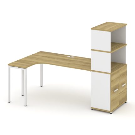 Concept Стол эргономичный с опорным распаш. шкафом с надставкой выс.  CN.SA-216(L) W Дуб Винченцо/Бе