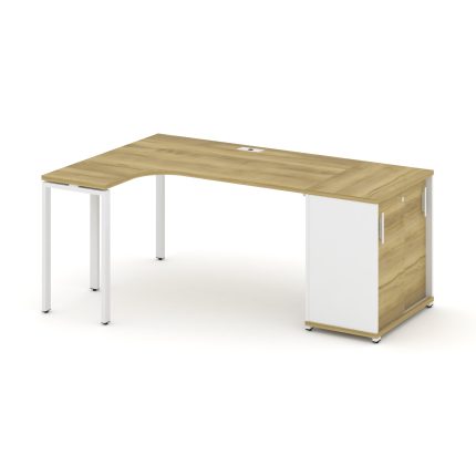 Concept Стол эргономичный с опорным шкафом-купе  CN.SA-217(L) W Дуб Винченцо/Белый Бриллиант/Металл