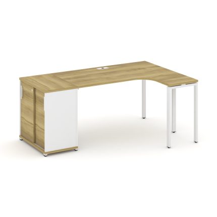 Concept Стол эргономичный с опорным шкафом-купе  CN.SA-217(R) W Дуб Винченцо/Белый Бриллиант/Металл