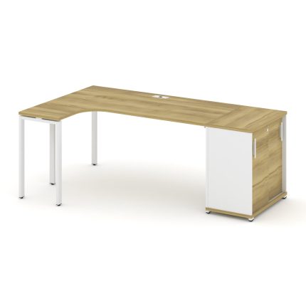 Concept Стол эргономичный с опорным шкафом-купе  CN.SA-218(L) W Дуб Винченцо/Белый Бриллиант/Металл