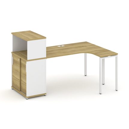 Concept Стол эргономичный с опорным шкафом-купе с надставкой низ.  CN.SA-219(R) W Дуб Винченцо/Белый