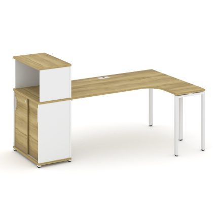 Concept Стол эргономичный с опорным шкафом-купе с надставкой низ.  CN.SA-220(R) W Дуб Винченцо/Белый