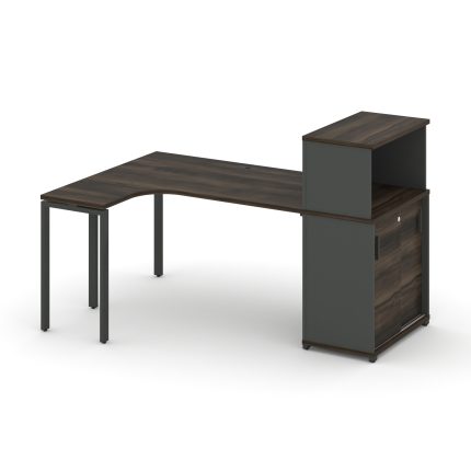 Concept Стол эргономичный с опорным шкафом-купе с надставкой низ.  CN.SA-219(L) A Дуб Мали/Антрацит/