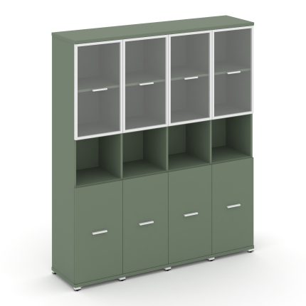 Concept Шкаф 4 узкие секции, 5 ниш  CN.STU-543 RPW W Кобо/Металл Белый/Прозрачный 1668*420*1922