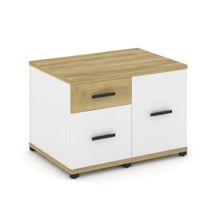 Concept Тумба приставная сервисная CN.TSR-001 B Дуб Винченцо/Белый Бриллиант/Металл Черный 836*600*5