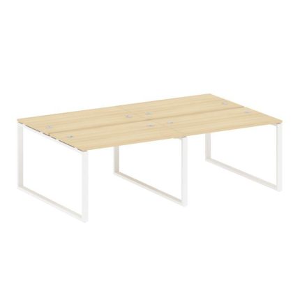 Metal System Рабочая станция на 4 места на О-образном м/к БО.СМ-4.2 Акация Лорка/Металл Белый 2400*1