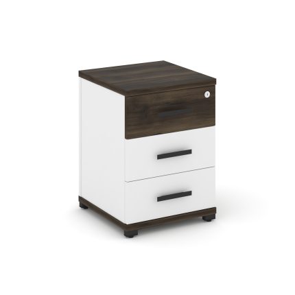 Concept Тумба опорная/приставная 3 ящ. CN.TUO-001 B Дуб Мали/Белый Бриллиант/Металл Черный 420*420*5