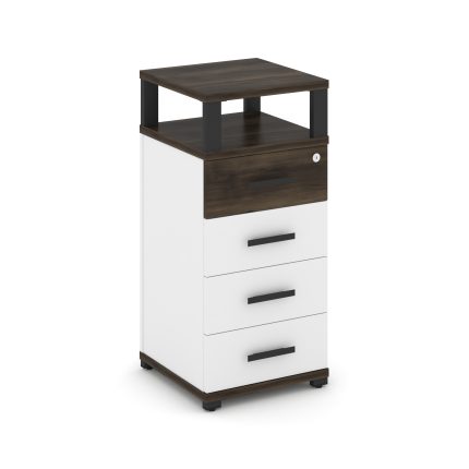 Concept Тумба опорная/приставная 4 ящ. с надставкой CN.TUO-003 B Дуб Мали/Белый Бриллиант/Металл Чер