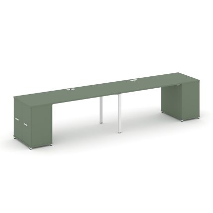 Concept Рабочая станция с опорными распаш. шкафами CN.ORS-220 W Кобо/Металл Белый 4000*720*750