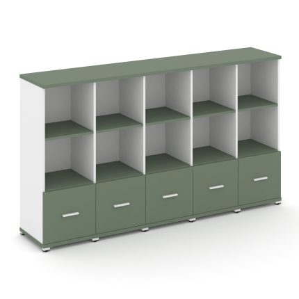 Concept Шкаф 5 узких секций, 3 ниши CN.STU-351 W Кобо/Белый Бриллиант/Металл Белый 2084*420*1186