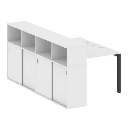 Metal System Quattro Рабочая станция с шкафом-купе на П-образном м/к 50БП.РС-СШК-4.1 Т Белый/Металл