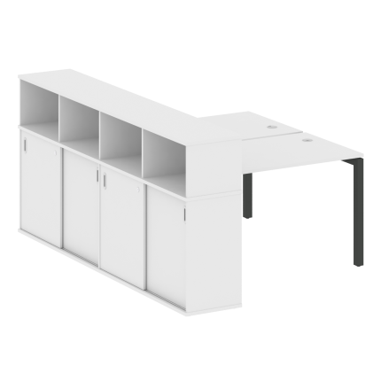 Metal System Quattro Рабочая станция с шкафом-купе на П-образном м/к 50БП.РС-СШК-4.2 Т Белый/Металл