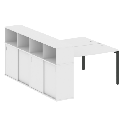 Metal System Quattro Рабочая станция с шкафом-купе на П-образном м/к 50БП.РС-СШК-4.3 Т Белый/Металл