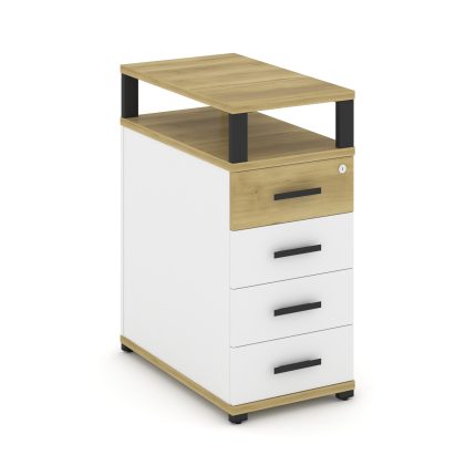 Concept Тумба опорная/приставная 4 ящ. с надставкой CN.TGO-003 B Дуб Винченцо/Белый Бриллиант/Металл