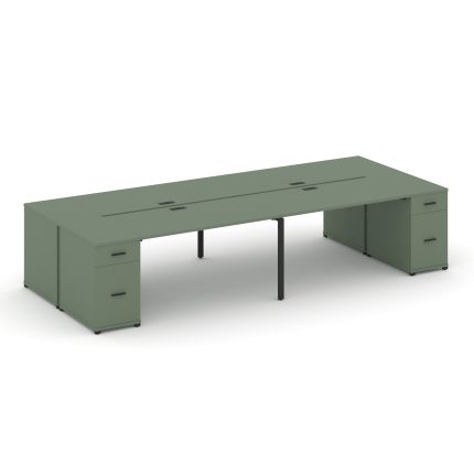 Concept Рабочая станция 4 места с 2 опорными тумбами CN.DRS-429 B Кобо/Металл Черный 2800*1480*750