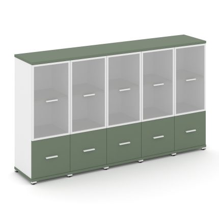 Concept Шкаф 5 узких секций, 3 ниши CN.STU-352 RMW W Кобо/Белый Бриллиант/Металл Белый/Сатин 2084*42