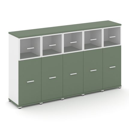 Concept Шкаф 5 узких секций, 3 ниши CN.STU-354 RPW W Кобо/Белый Бриллиант/Металл Белый/Прозрачный 20