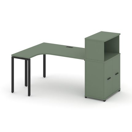 Concept Стол эргономичный с опорным распаш. шкафом с надставкой низ.  CN.SA-213(L) B Кобо/Металл Чер