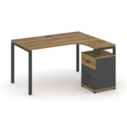 Concept Стол эргономичный с опорной тумбой CN.SA-308(R) A Сандал Янтарный/Антрацит/Металл Антрацит 1