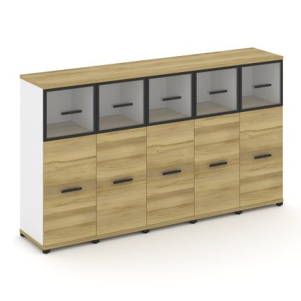 Concept Шкаф 5 узких секций, 3 ниши CN.STU-354 RPB B Дуб Винченцо/Белый Бриллиант/Металл Черный/Проз