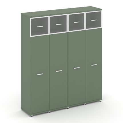 Concept Шкаф 4 узкие секции, 5 ниш CN.STU-547 RPW W Кобо/Металл Белый/Прозрачный 1668*420*1922