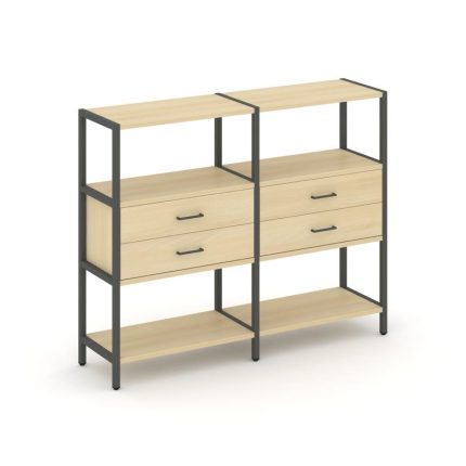 Shelf System Двухсекционный стеллаж трехярусный с ящиками SN.STM-322 Акация Лорка/Металл Антрацит 15