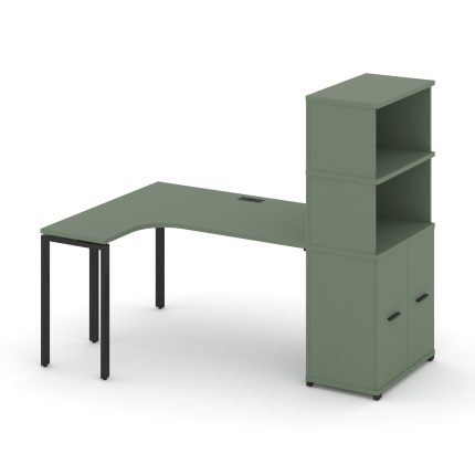 Concept Стол эргономичный с опорным распаш. шкафом с надставкой выс.  CN.SA-215(L) B Кобо/Металл Чер