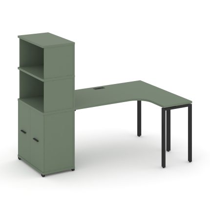 Concept Стол эргономичный с опорным распаш. шкафом с надставкой выс.  CN.SA-215(R) B Кобо/Металл Чер