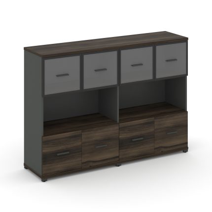 Concept Шкаф 2 широкие секции, 3 ниши CN.STS-325 RPB A Дуб Мали/Антрацит/Металл Антрацит/Прозрачный