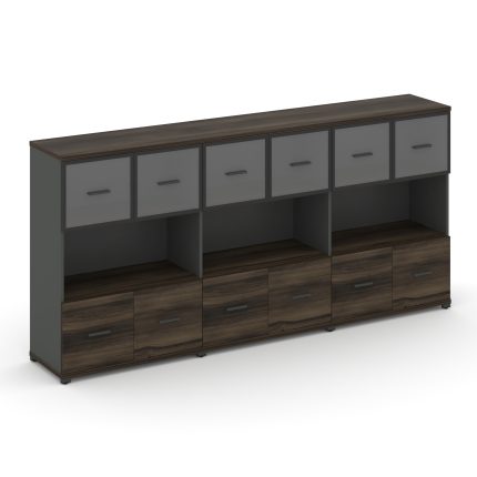 Concept Шкаф 3 широкие секции, 3 ниши CN.STS-335 RPB A Дуб Мали/Антрацит/Металл Антрацит/Прозрачный