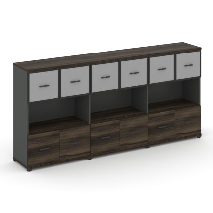 Concept Шкаф 3 широкие секции, 3 ниши CN.STS-335 RMB A Дуб Мали/Антрацит/Металл Антрацит/Сатин 2500*