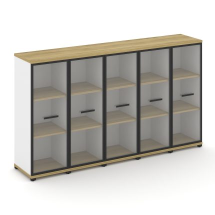 Concept Шкаф 5 узких секций, 3 ниши CN.STU-356 RPB B Дуб Винченцо/Белый Бриллиант/Металл Черный/Проз