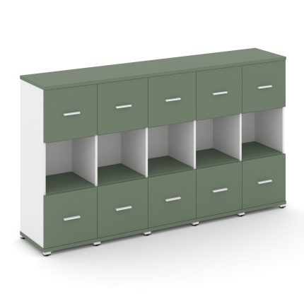 Concept Шкаф 5 узких секций, 3 ниши CN.STU-355 W Кобо/Белый Бриллиант/Металл Белый 2084*420*1186