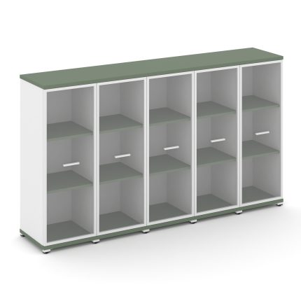 Concept Шкаф 5 узких секций, 3 ниши CN.STU-356 RPW W Кобо/Белый Бриллиант/Металл Белый/Прозрачный 20