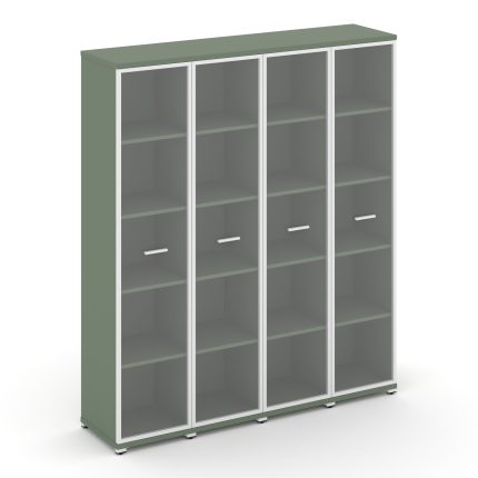 Concept Шкаф 4 узкие секции, 5 ниш CN.STU-548 RPW W Кобо/Металл Белый/Прозрачный 1668*420*1922