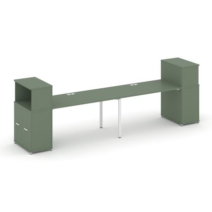 Concept Рабочая станция с опорными распаш. шкафами с надставкой низ. CN.ORS-226 W Кобо/Металл Белый