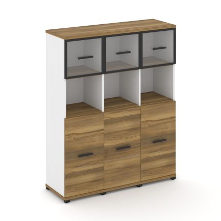 Concept Шкаф 3 узкие секции, 4 ниши CN.STU-435 RPB B Сандал Янтарный/Белый Бриллиант/Металл Черный/П