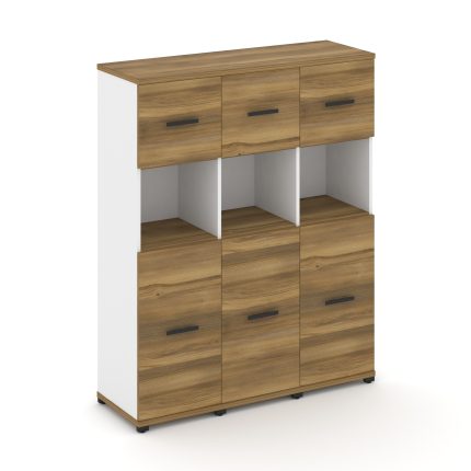 Concept Шкаф 3 узкие секции, 4 ниши CN.STU-435 B Сандал Янтарный/Белый Бриллиант/Металл Черный 1252*