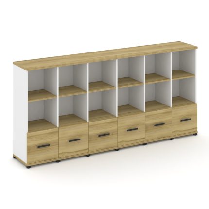 Concept Шкаф 6 узких секций, 3 ниши CN.STU-361 B Дуб Винченцо/Белый Бриллиант/Металл Черный 2500*420