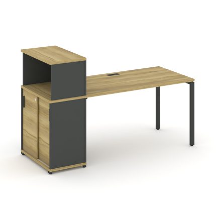 Concept Стол рабочий с опорным шкафом-купе с надставкой низ. CN.SP-240 A Дуб Винченцо/Антрацит/Метал