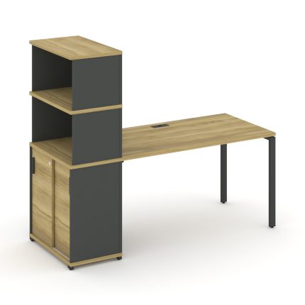 Concept Стол рабочий с опорным шкафом-купе с надставкой выс. CN.SP-241 A Дуб Винченцо/Антрацит/Метал