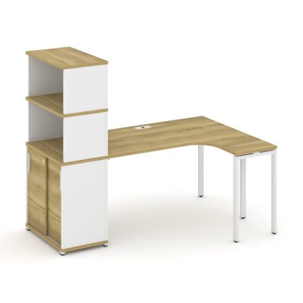 Concept Стол эргономичный с опорным шкафом-купе с надставкой выс.  CN.SA-221(R) W Дуб Винченцо/Белый