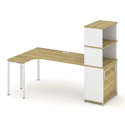 Concept Стол эргономичный с опорным шкафом-купе с надставкой выс.  CN.SA-222(L) W Дуб Винченцо/Белый