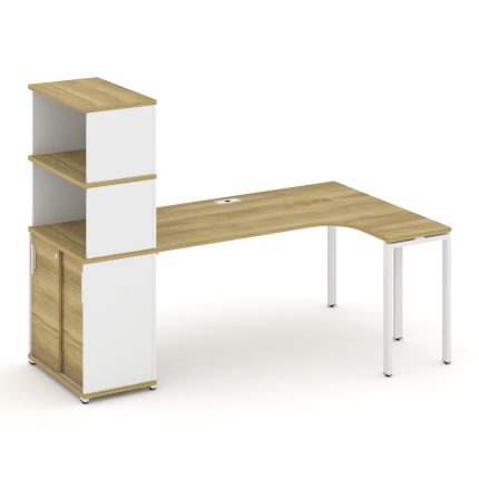 Concept Стол эргономичный с опорным шкафом-купе с надставкой выс.  CN.SA-222(R) W Дуб Винченцо/Белый