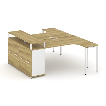 Concept Рабочая станция с опорным распаш. шкафом с верх. горизонтом CN.DSA-211 W Дуб Винченцо/Белый