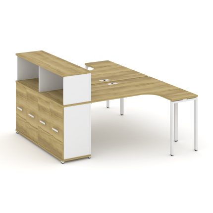 Concept Рабочая станция с опорным распаш. шкафом с надставкой низ. CN.DSA-213 W Дуб Винченцо/Белый Б
