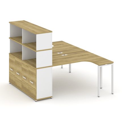 Concept Рабочая станция с опорным распаш. шкафом с надставкой выс. CN.DSA-215 W Дуб Винченцо/Белый Б